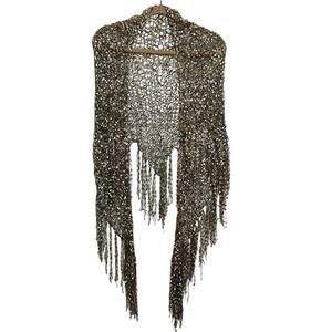 Gold Confetti Shawl Metallic Formal Fringe Wrap Whimsical Cocktail Scarf Elegant